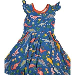 Eleanor Rose Boutique Blue Dinosaur Twirl‎ Dress Girls Size 10/12